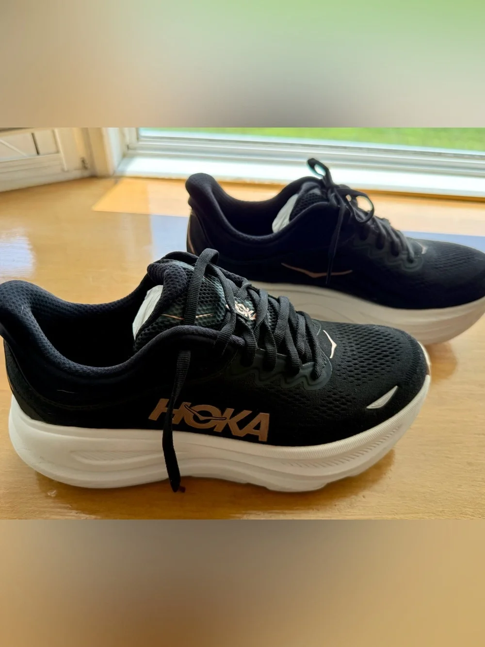 Hoka Women’s Black and White Bondi 9 Running Shoes